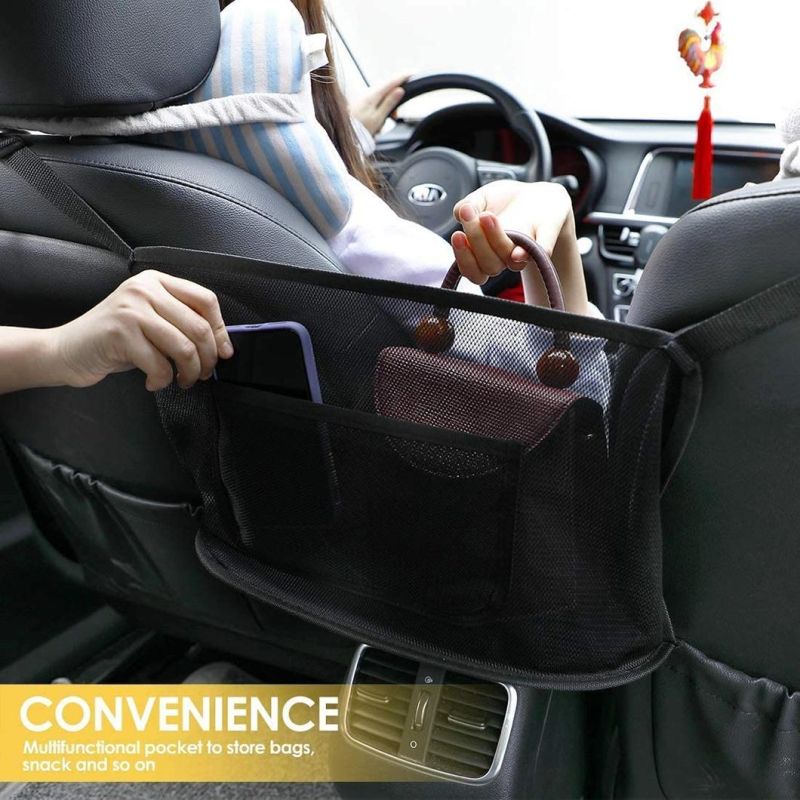 Car Mesh Handbag Organizer Between Seats for Purse Storage Phone Documents Pocket Wallet Car Driver Storage Netting Pouch