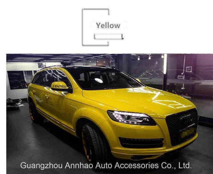 PVC Self Adhesive Glossy Car Vinyl Film Yellow Sticker Roll with Bubble Free