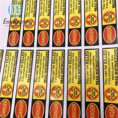 Custom Sealing Adhesive Electronic Packaging Care Logo Labels Stickers PVC Warning Sticker