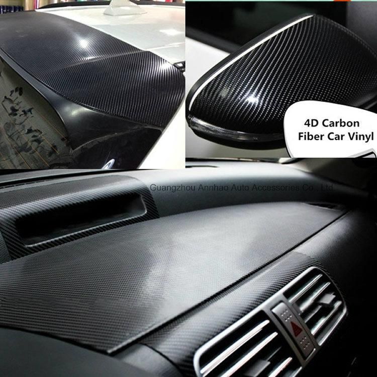 Black 4D Carbon Wrap Carbon Fibre Vinyl Roll Glossy 4D Carbon with Air Release