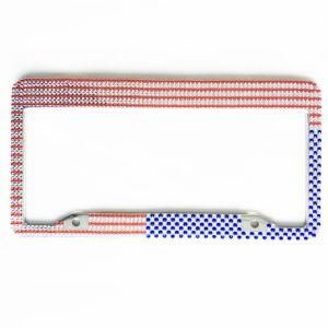 Amercian Flag Rhinestone Bling Car License Plate Frame