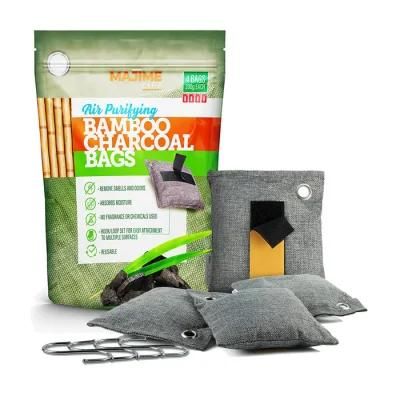 Stick on Bamboo Charcoal Air Purifying Bag, Home, Odor Absorber for Closets, Cars, Lockers and Pet Areas