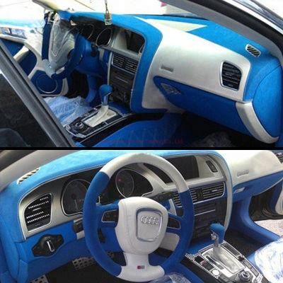 1.52 X 15m Car Interior Wrapping Blue Car Sticker Suede Body Vinyl