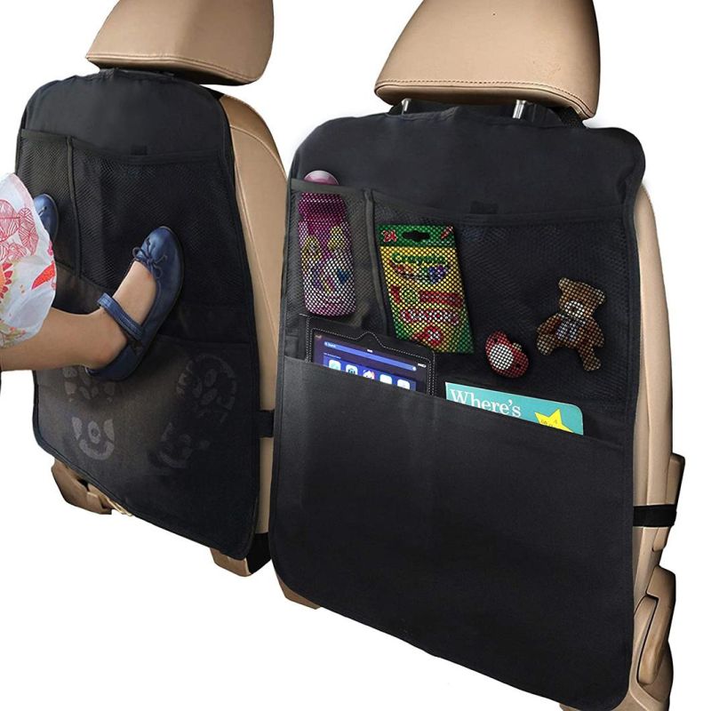 Car Backseat Organizer Kick Mats Car Accessories Organizer with Large Storage Pockets for Tablets - Perfect Travel Accessories for Kids