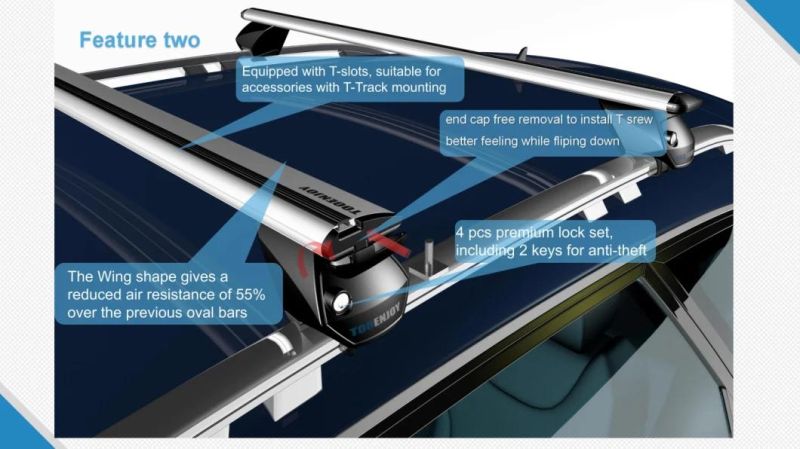 Cargo Bar Fit 30′ ′ -44.8′ ′ Span Across Adjustable Fit Most Suvs Cars for Both Raised Flush Roof Rails 47" Universal Roof Rack Bar