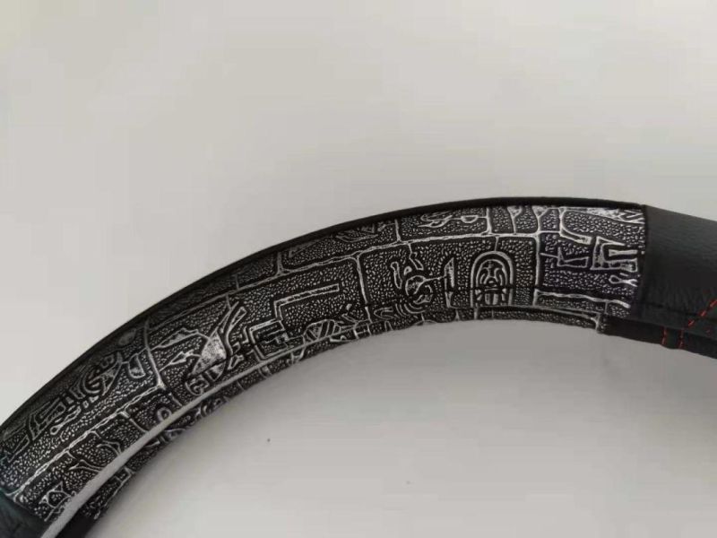 Grey and Black Steering Wheel Cover