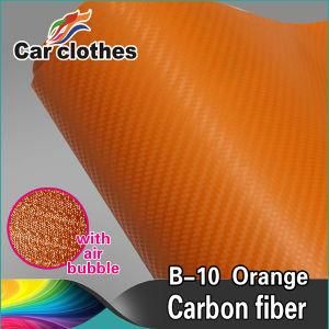 1.52X30m PVC Adhesive Sticker Orange 3D Carbon Fiber Car Wrap Vinyl