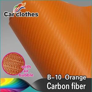 1.52X30m PVC Adhesive Sticker Orange 3D Carbon Fiber Car Wrap Vinyl