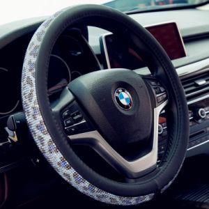 Leather Diamond Female Auto Car Steering-Covers Cases Exquisite