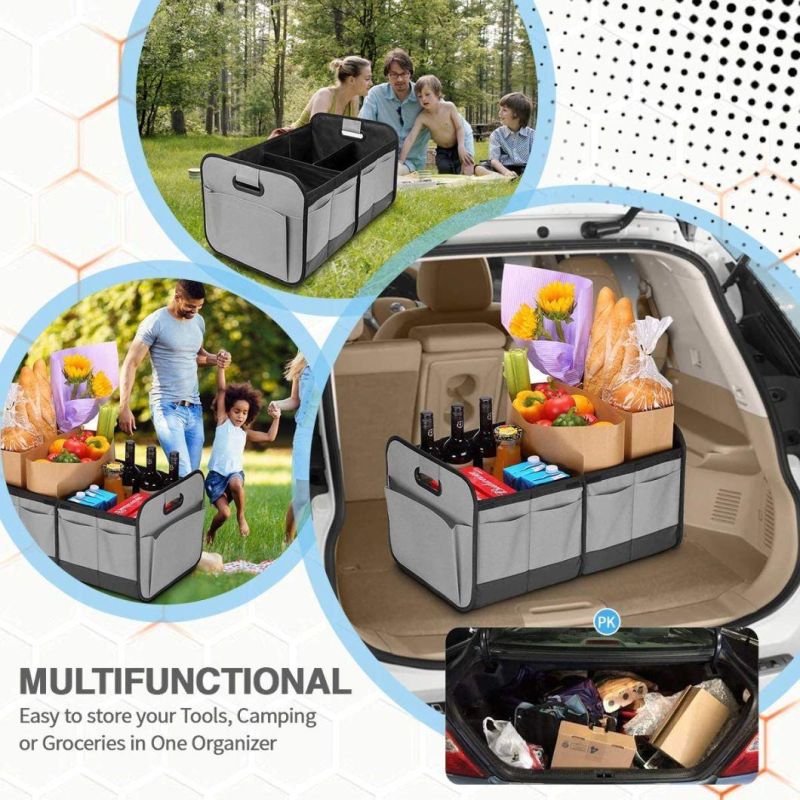 Multifunctional Collapsible Foldable Trunk Storage Organizer for Car SUV Truck, Small Car Trunk Organizer with Folding Compartment and Handle