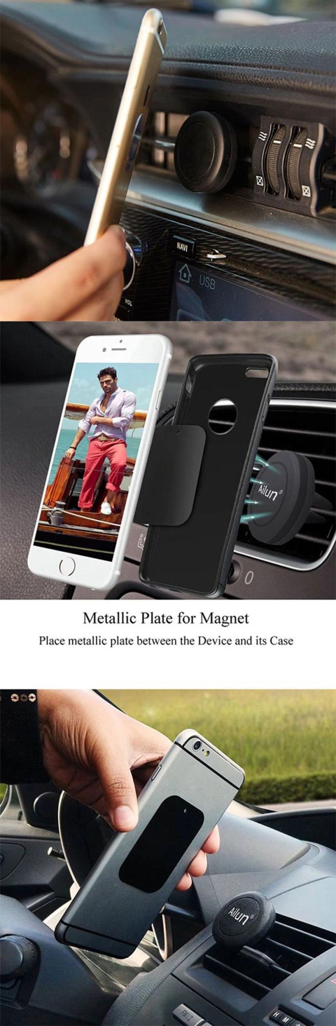 Car Magnetic Air Vent Mount Holder for Smart Phone