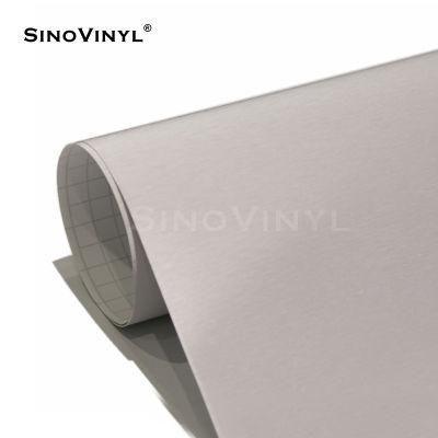 SINOVINYL Air Bubble Free Metallic Aluminum Brushed Silver Decoration Vinyl Car Wrap