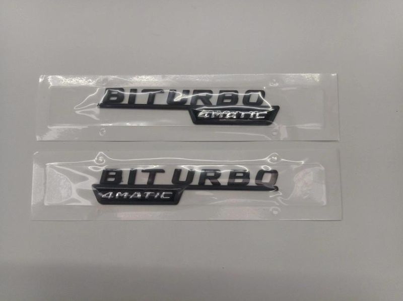 Gloss Black Finished Turbo Biturbo Logo Decal