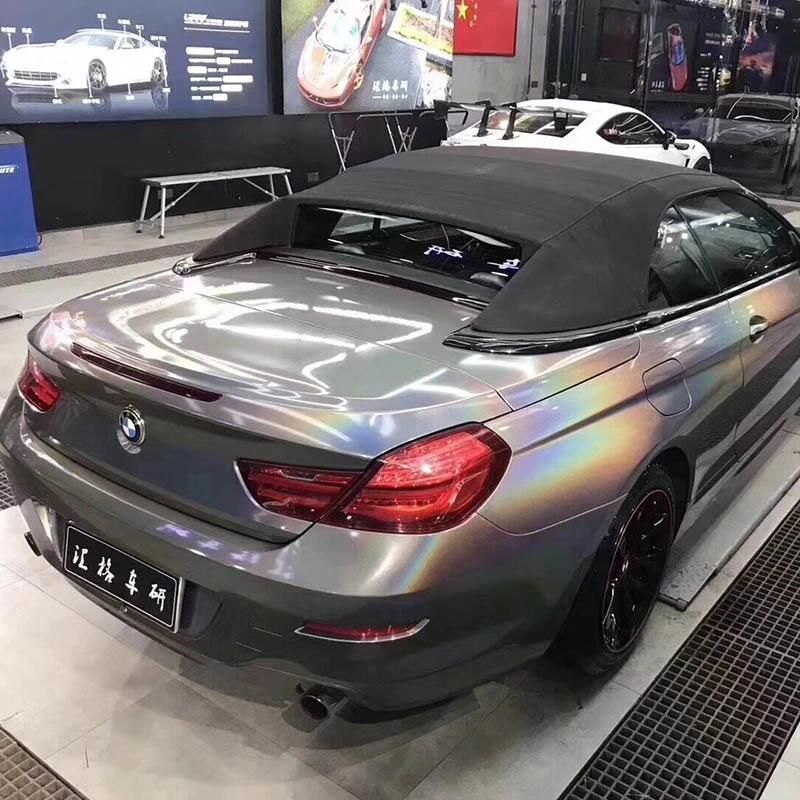 Tsautop 1.52X18m Glossy Iridescent Silver Laser Vehicle Vinyl Wrap Car Wrap Car Cover