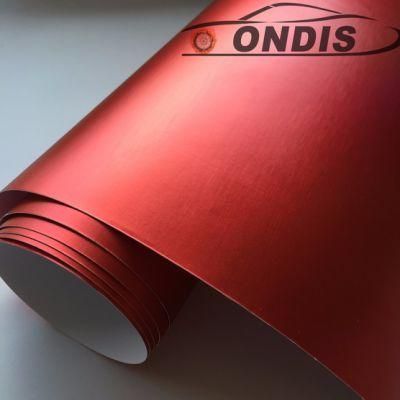 1.52*18m Brushed Metallic Red Vinyl Foil Car Wrapping Sticker