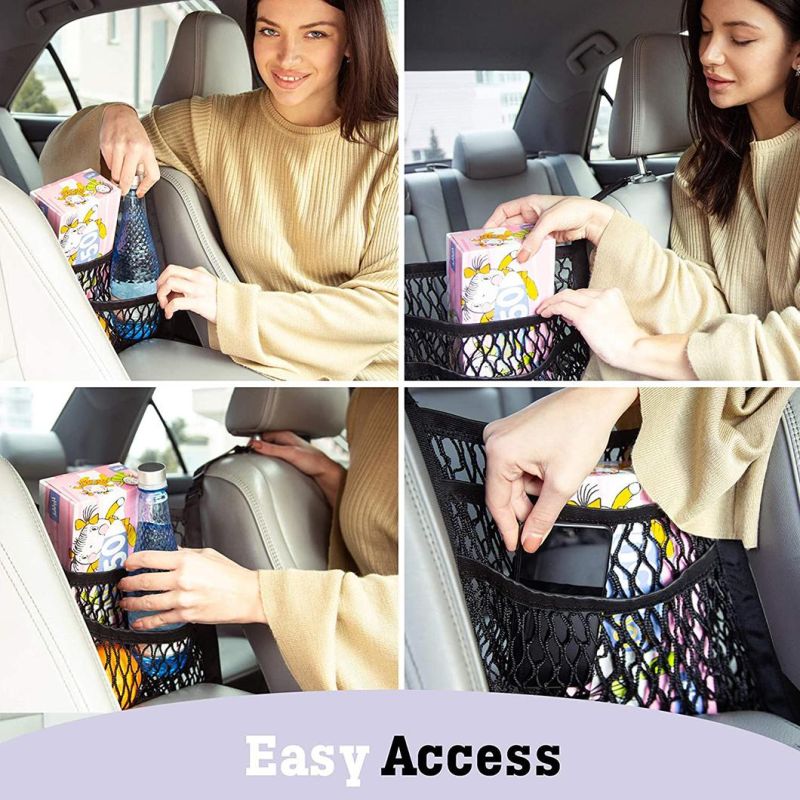 Barrier of Backseat Pet Kids, The Purse Net Car Net Pocket Handbag Holder Between Seats, Car Net Pocket Organizer