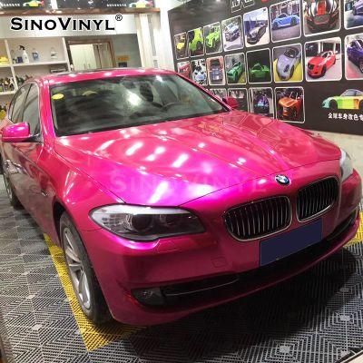 SINOVINYL Super Gloss Candy Auto Cover Rose Red Good Reputation Foil Reflective Car Wrap Vinyl