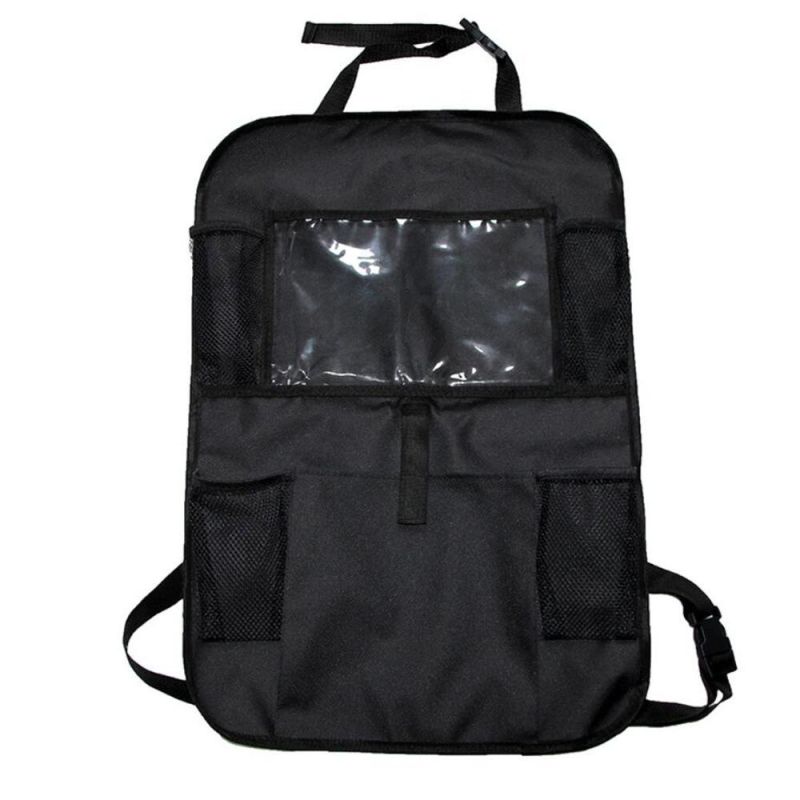 Car Back Seat Organizer with Large Top-Pocket, Tablet Holder with Extra Pockets for Drinks Snacks Books Kids Toy Storage, Car Back Seat Organizer Black Wbb12883