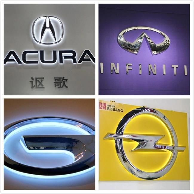 4s Store Chrome LED Lighted All Car Brand Logo with Various Sizes