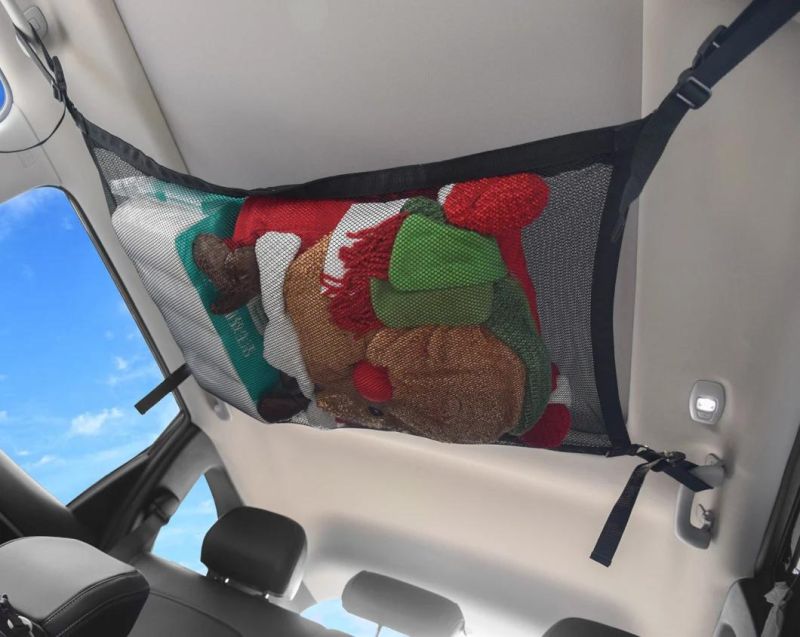 Car Ceiling Net Pocket Cargo Net Simple Breathable Mesh Zipper Storage Bag Fit for Truck Mini Vans Auto Organizer Wbb13162