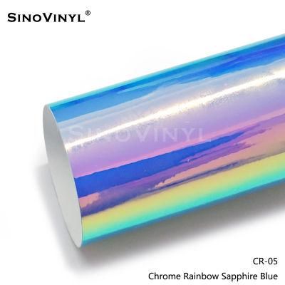 SINOVINYL Chrome Rainbow Blue Purple Vinyl Sticker Vehicle Wrap Vinyl Sticker Luxury Shiny Gloss Auto Vinyl