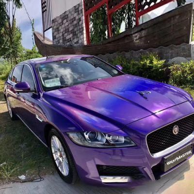 Tsautop 1.52*18m Gloss Iridescent Laser Purple Vinyl Car Wrapping Film