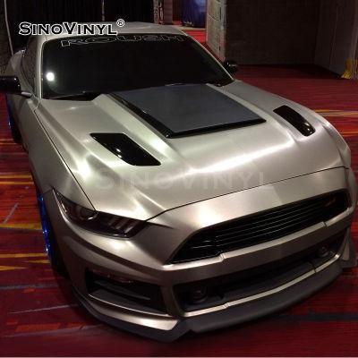 SINOVINYL Electro Metallic Brushed Black Auto Sticker Low Viscosity Glue Car Wrap Vinyl Film
