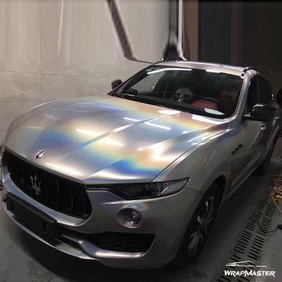 Tsautop 1.52*18m Highquality Gloss Iridescent Laser Silver Car Wrapping Film