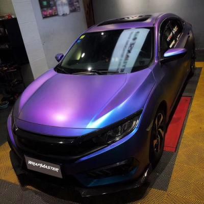 Tsautop 1.52*18meter Purple to Blue Matte Diamonds Chameleon Vinyl Car Wrap Stikers Price Wrapping Auto Wrappen