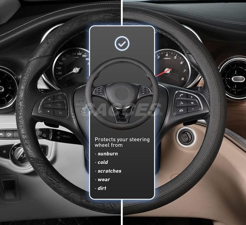 Microfiber Leather Car Steering Wheel Cover Universal S/M/L/XL/XXL Breathable Anti-Slip Protector for Auto/Truck/SUV/Van/Bus,Black,Red,Blue,Yellow,Orange, etc.