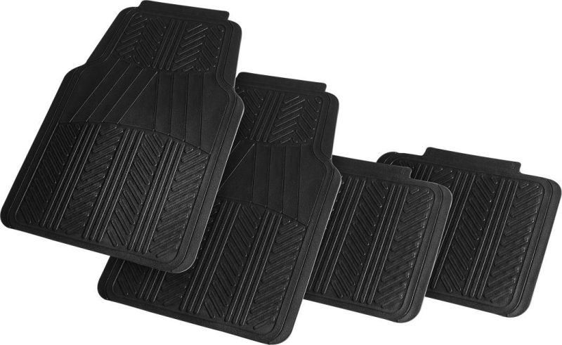 Universal Rubber Floor Mats All Season Custom Fit All Cars 4 Piece Black