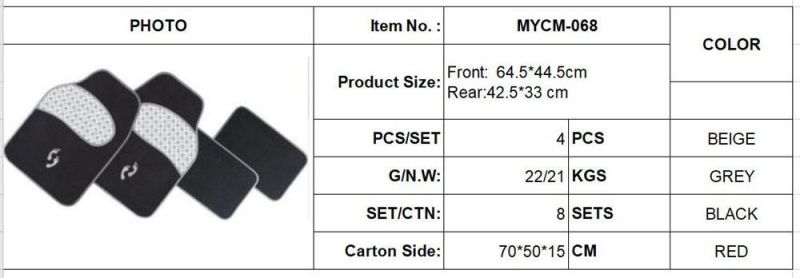 Carpet Car Mats New Fashion Design Carpet Car Mats