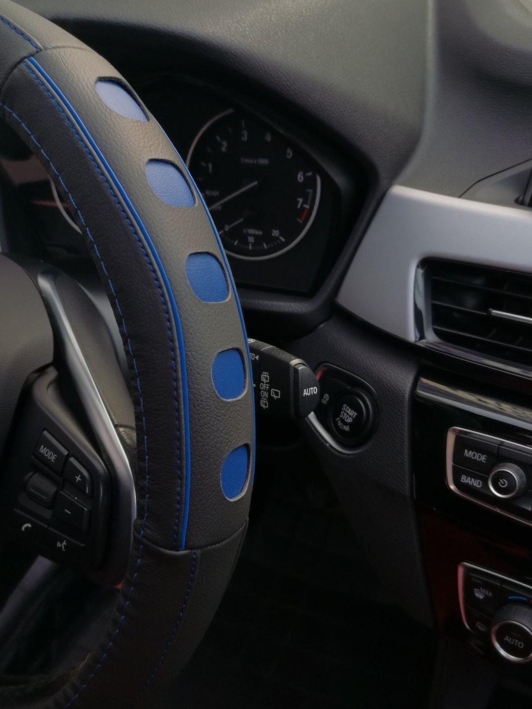 Hand Sewn OEM High Quality Multi Color Blocking Genuine Leather Steering Wheel Cover