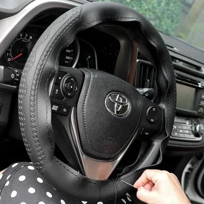 Customized Hand Sewing Stitched Mewant DIY PU Steering Wheel Cover