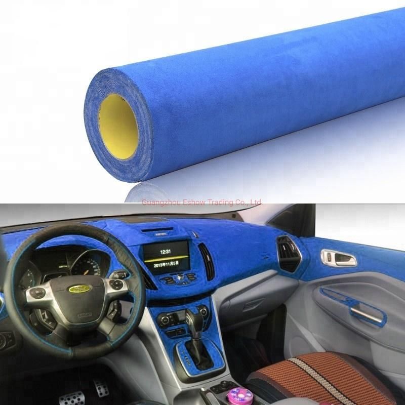 1.52 X 15m Car Interior Wrapping Blue Car Sticker Suede Body Vinyl