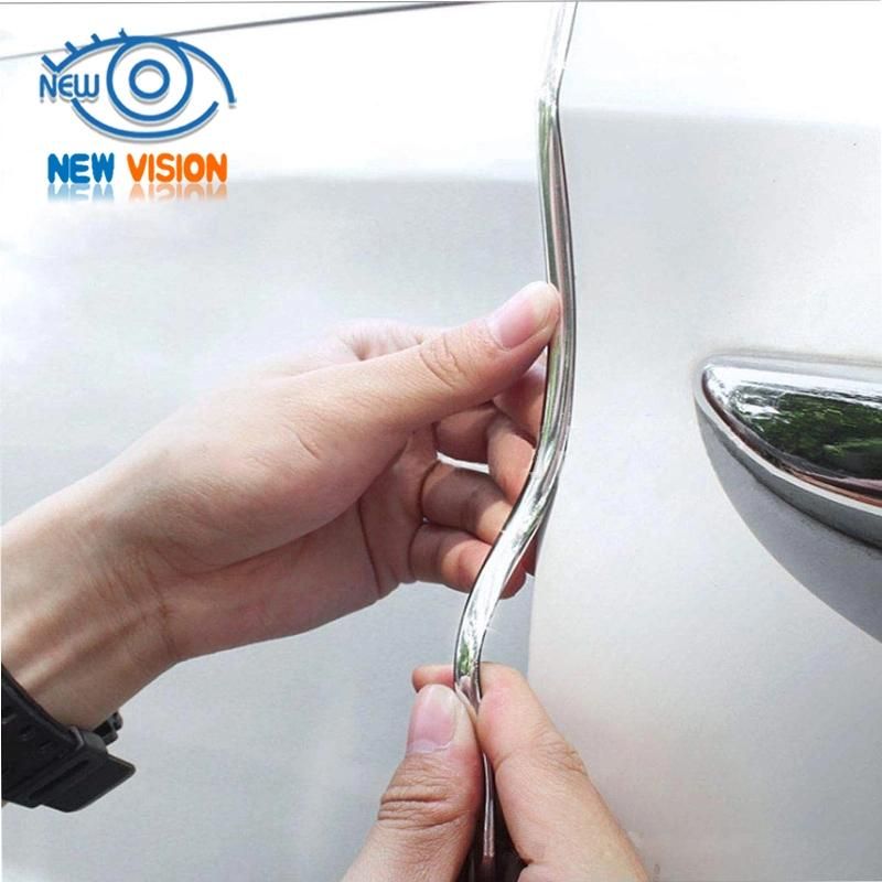 U Shape Silver Car Door Moulding Scratch Protector Sticker Strip Edge Guards Trim Seal Strip