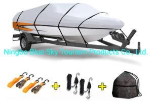 17&prime; - 19&prime; X 98&quot; 150d Polyester Oxford Trailerable Boat Cover Fits V-Hull - Tri-Hull - Fishing Boat - Runabout Boat - Bass Boat UV &amp; Water Resistant - Protects