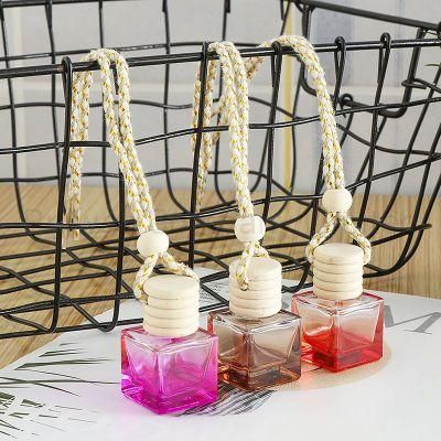 Wholesale Colorful Square Car Bottle 8ml with Wood Lids