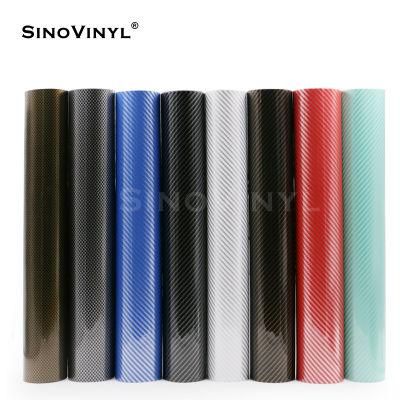 SINOVINYL 1.52x30M Bubble Free Silver Gold Glossy 2D Carbon Fiber Vinyl Car Body Sticker