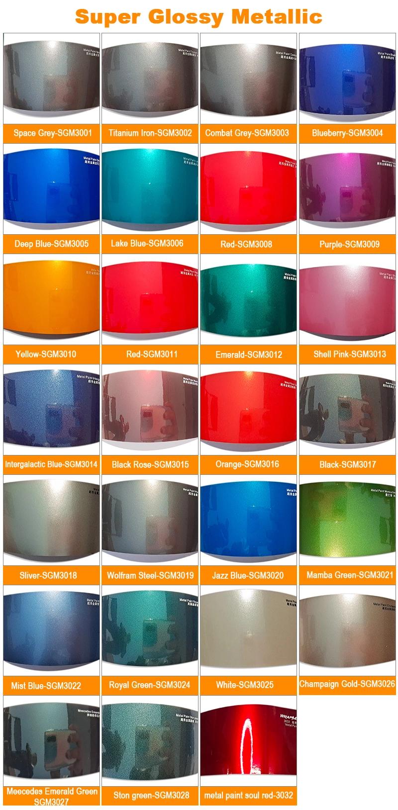 Wrapmaster RoHS Certificate 5X59FT Anti-Scratches PVC Decoration Film Super Glossy Metallic Blue Vinyl Stickers