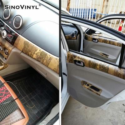 SINOVINYL Glossy Wood Grain Textured Vinyl Self-adhesive Car Wrap Decal Sticker