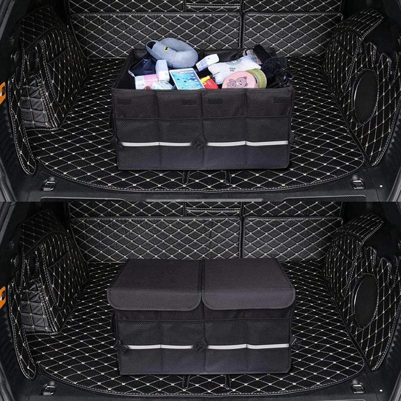 Car Trunk Organizer Collapsible Waterproof Trunk Storage Organizer with Cover Large Capacity with Reinforced Handles and Securing Straps for SUV Truck Auto Van