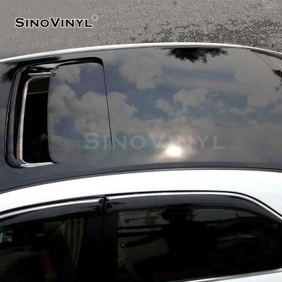 SINOVINYL 1.35x15M 3 Layers Super High Glossy Smoke Black Self Adhesive Thick Auto Wrap Car Panoramic Sunroof Protective Sticker Film
