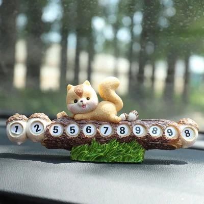 Cute Squirrel Phone Number in Car Parking License Plate Temporary Stop Sign Automobile Accessories Temporary Parking Card