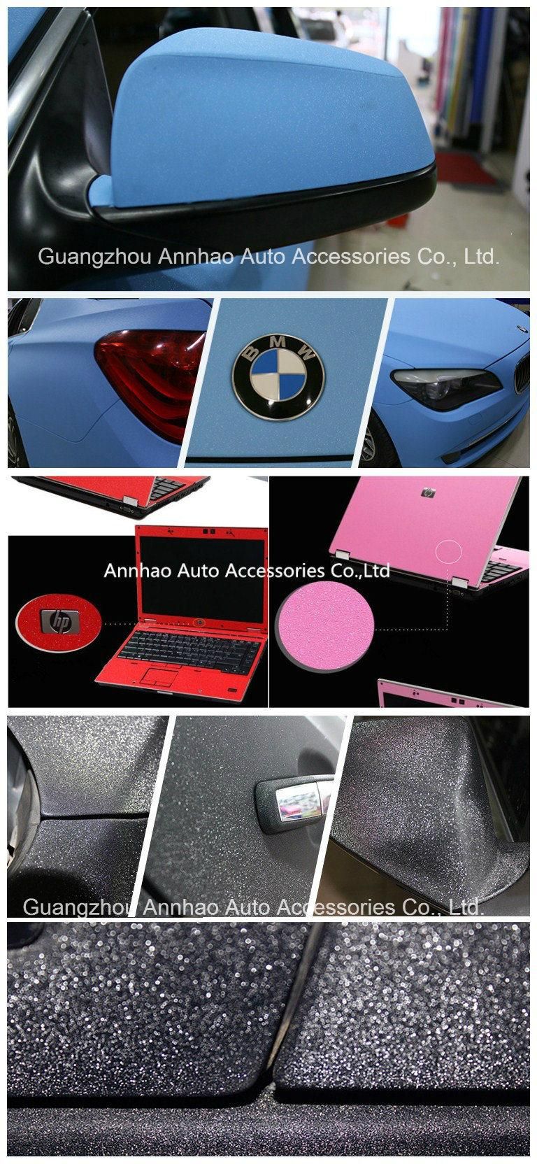 Car Accessories 1.52*28m PVC Self Adhesive Black Glitter Vinyl Film for Car and Furniture