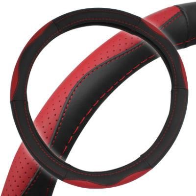 Universal Ultra-Soft Touch Leather Red Black Car Wheel Steering Cover