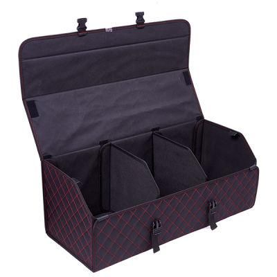 Super Big Foldable Car Boot Organizer Black PU Material