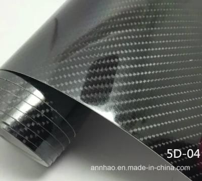 Premium Black 5D Glossy Carbon Fiber Vinyl Car Sticker with Air Release