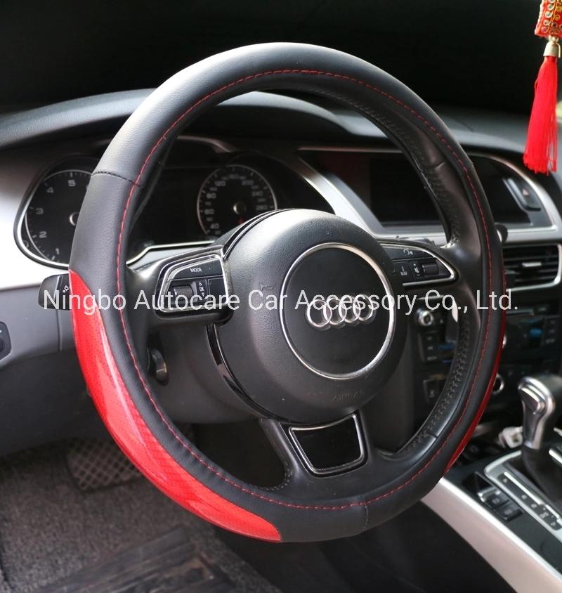 High Qulaity PVC Leather Carbon Fiber Car Steering Wheel Cover