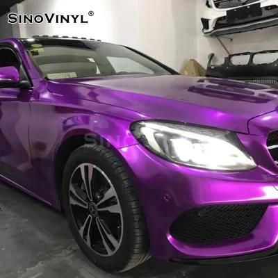 SINOVINYL Cheap Price Super Chrome Glossy Shinny Removable Glue Car Sticker Design Full Roll